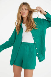 The Zion Linen Shorts In Emerald-Shorts-Marché-OS-Urbanheer