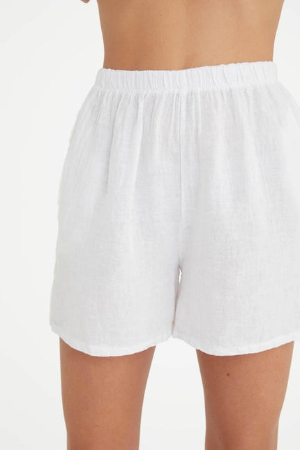 The Zion Linen Shorts In White