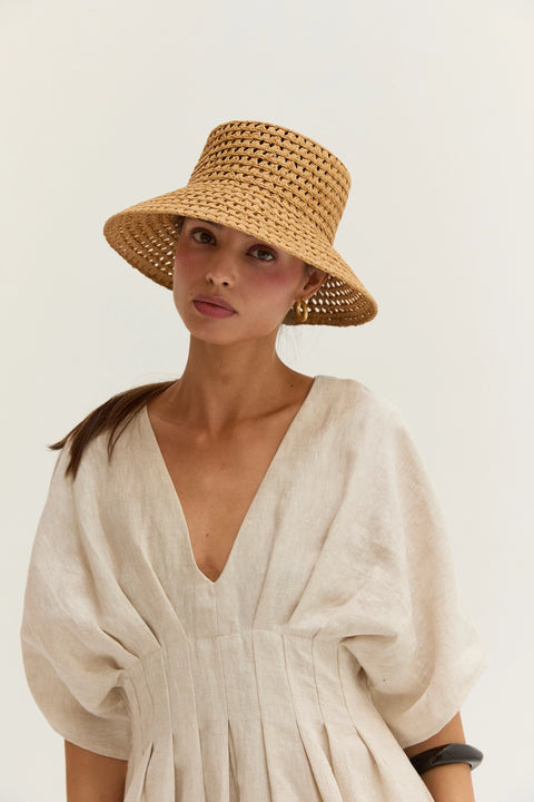 Thea Pleated Linen Mini Dress