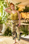 Theatre of Dreams Boho Linen Cropped Artist Pants with Swan-Pants-Market of Stars-length 86cm/34" waist (stretched) 104cm/41" around waist (unstretched) 84cm/32" hips 117cm/46".-Urbanheer