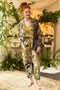 Theatre of Dreams Boho Linen Cropped Artist Pants with Swan-Pants-Market of Stars-length 86cm/34" waist (stretched) 104cm/41" around waist (unstretched) 84cm/32" hips 117cm/46".-Urbanheer
