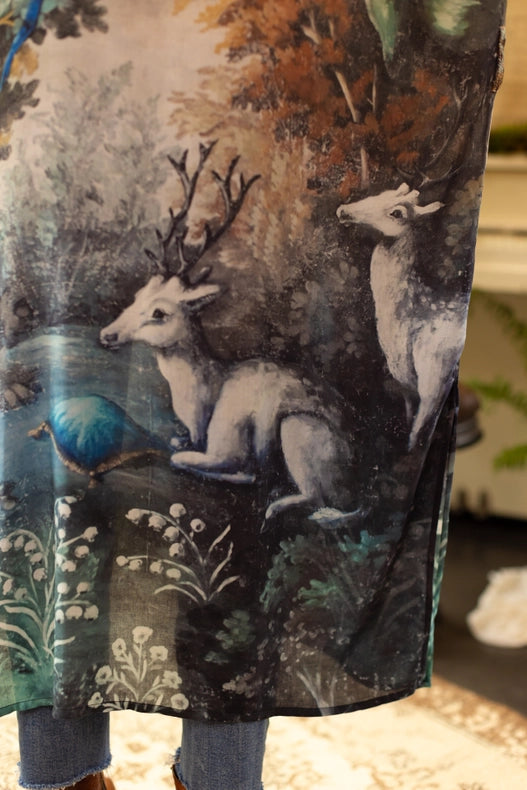 Theatre of Dreams Long Duster Bamboo Kimono Robe with Deer-Kimono-Market of Stars-length 118cm width 78 cm-Urbanheer