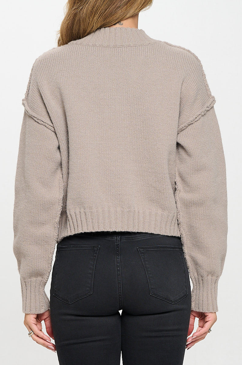 Thick Knit Long Sleeve Cardigan with Buttons-Cardigans-Reneecollection-Small-TAUPE-Urbanheer