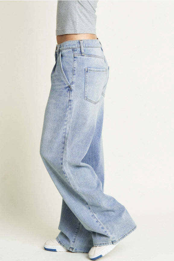 Thompson Low Slung Wide Leg Trouser Light Indigo Worn-Trouser-Oliver Logan-24-Light Indigo Worn-Urbanheer