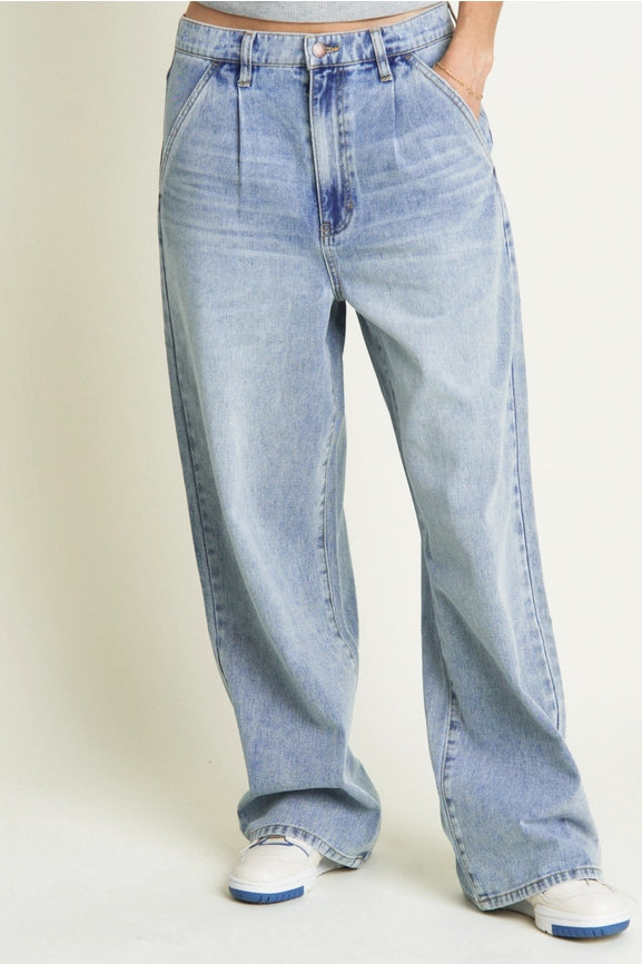 Thompson Low Slung Wide Leg Trouser Light Indigo Worn-Trouser-Oliver Logan-24-Light Indigo Worn-Urbanheer