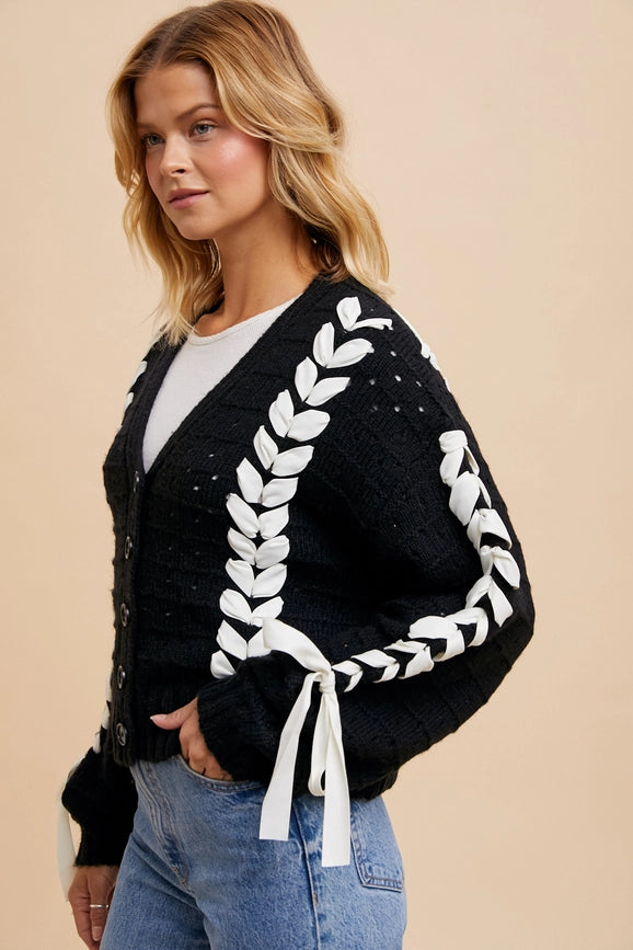 Threaded Ribbon Knit Cardigan-Cardigan-In Loom-S-Urbanheer