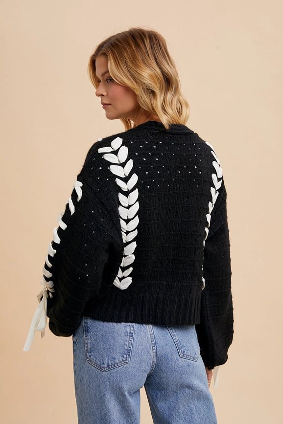 Threaded Ribbon Knit Cardigan-Cardigan-In Loom-S-Urbanheer