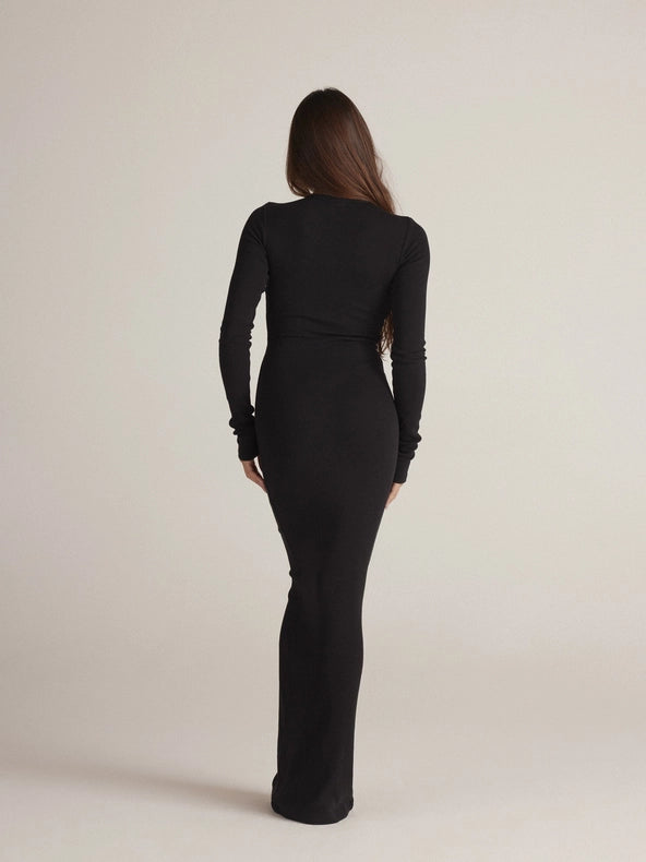 Tiana Maxi-Shirt Dress-CLYQUE-L-Black-Urbanheer