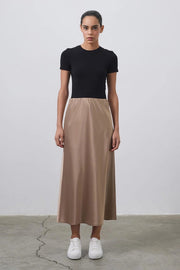 Tiana Straight Cut Satin Skirt Blonde-Skirt-Kadriye Baştürk-2-Urbanheer