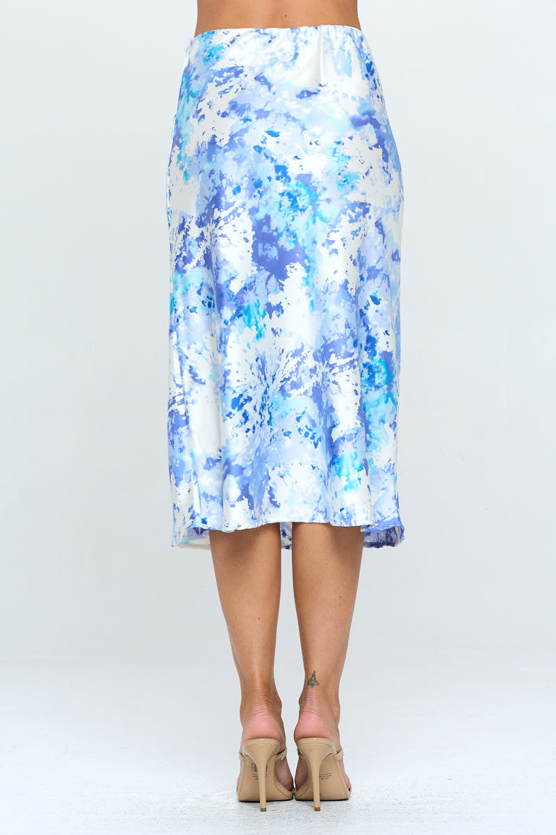 Tie Dye Satin Midi Skirt-Skirts-Reneecollection-Urbanheer