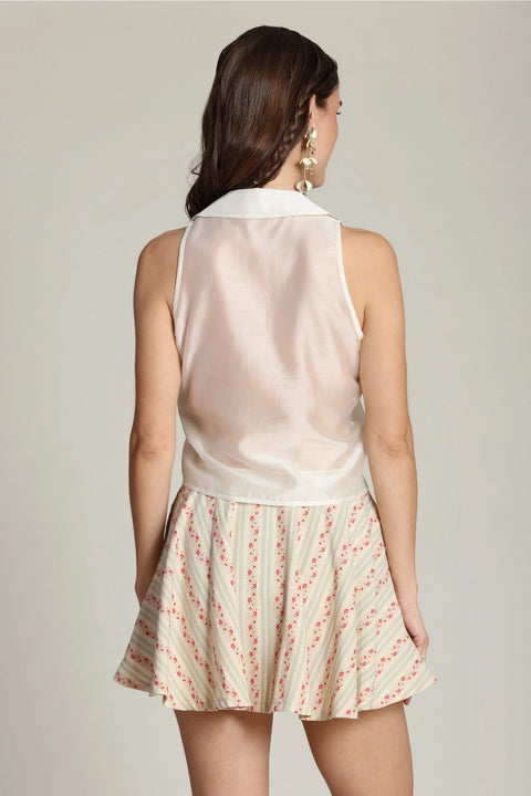 Tie Front Sleeveless Satin Top