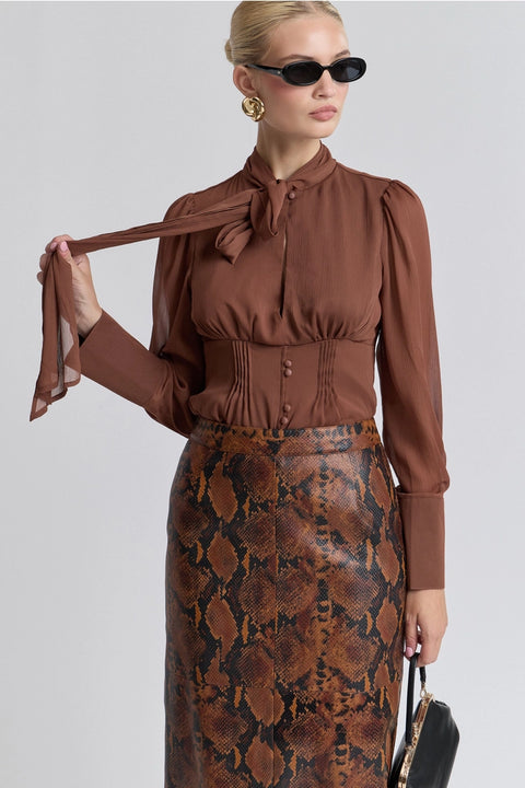 Tie-Neck Chiffon Blouse