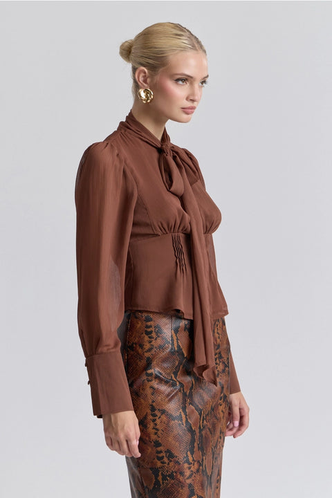 Tie-Neck Chiffon Blouse