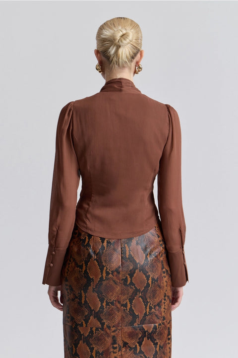 Tie-Neck Chiffon Blouse