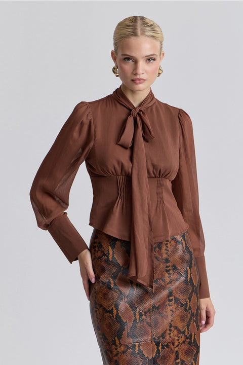 Tie-Neck Chiffon Blouse