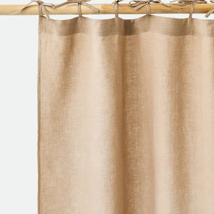 Tie Top Linen Curtain Panel (1 Pcs) in Latte-Curtain-MagicLinen-53 x 64" / 135 x 163 cm-Latte-Urbanheer