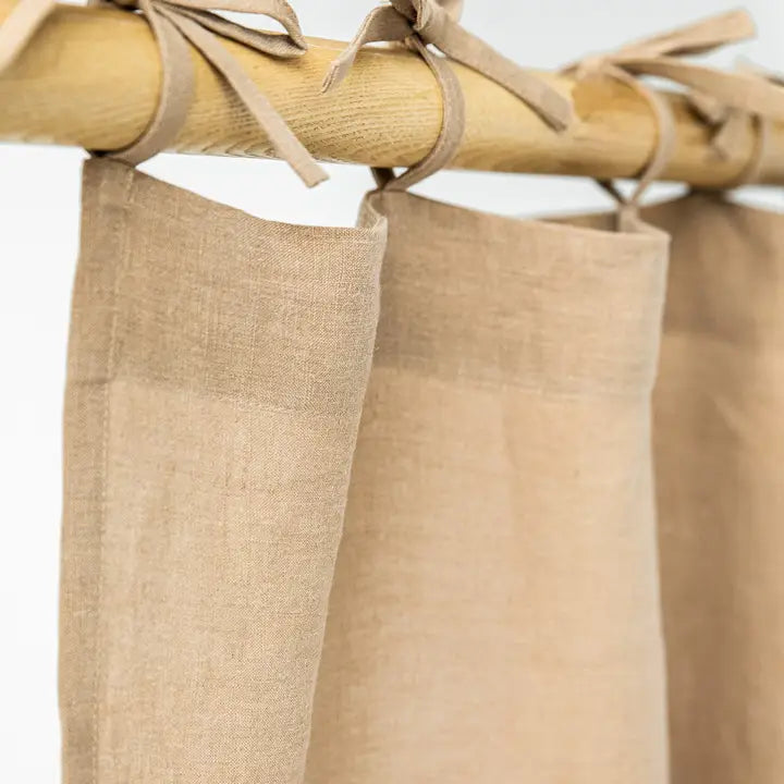 Tie Top Linen Curtain Panel (1 Pcs) in Latte-Curtain-MagicLinen-53 x 64" / 135 x 163 cm-Latte-Urbanheer