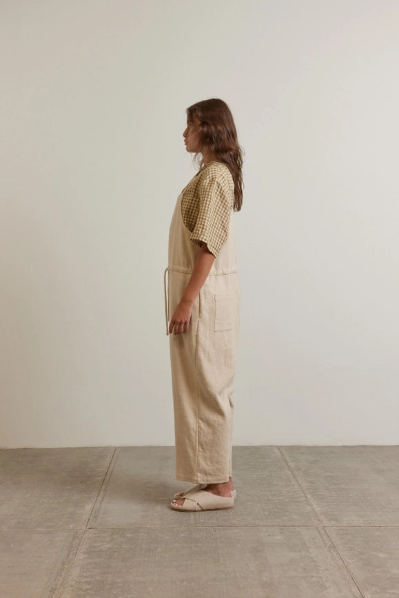 Tie Waist Ramie Overall Pants-Pants-amente-XS/S-Oatmeal-Urbanheer