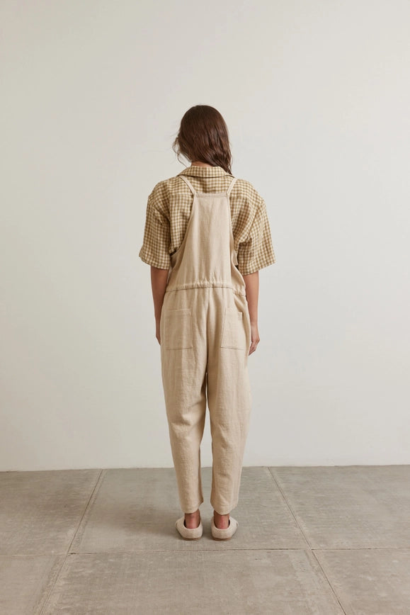 Tie Waist Ramie Overall Pants-Pants-amente-XS/S-Oatmeal-Urbanheer