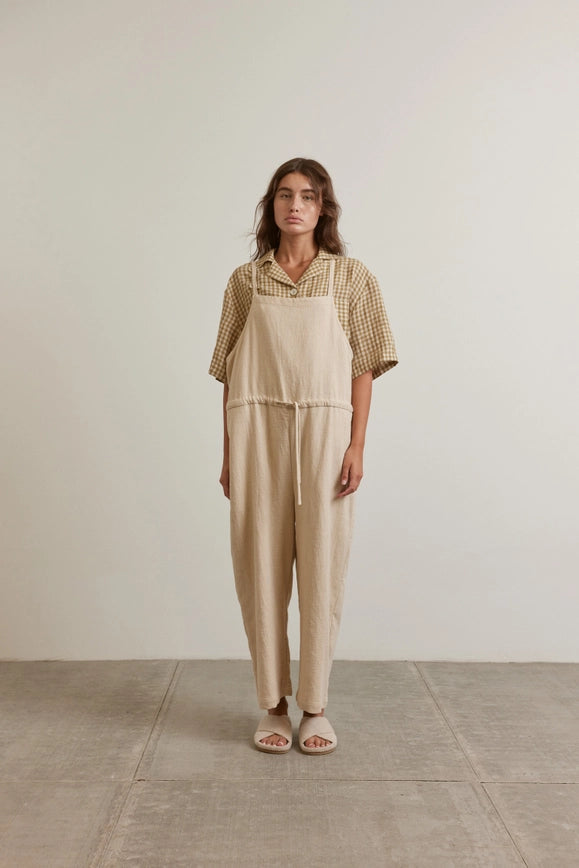 Tie Waist Ramie Overall Pants-Pants-amente-XS/S-Oatmeal-Urbanheer
