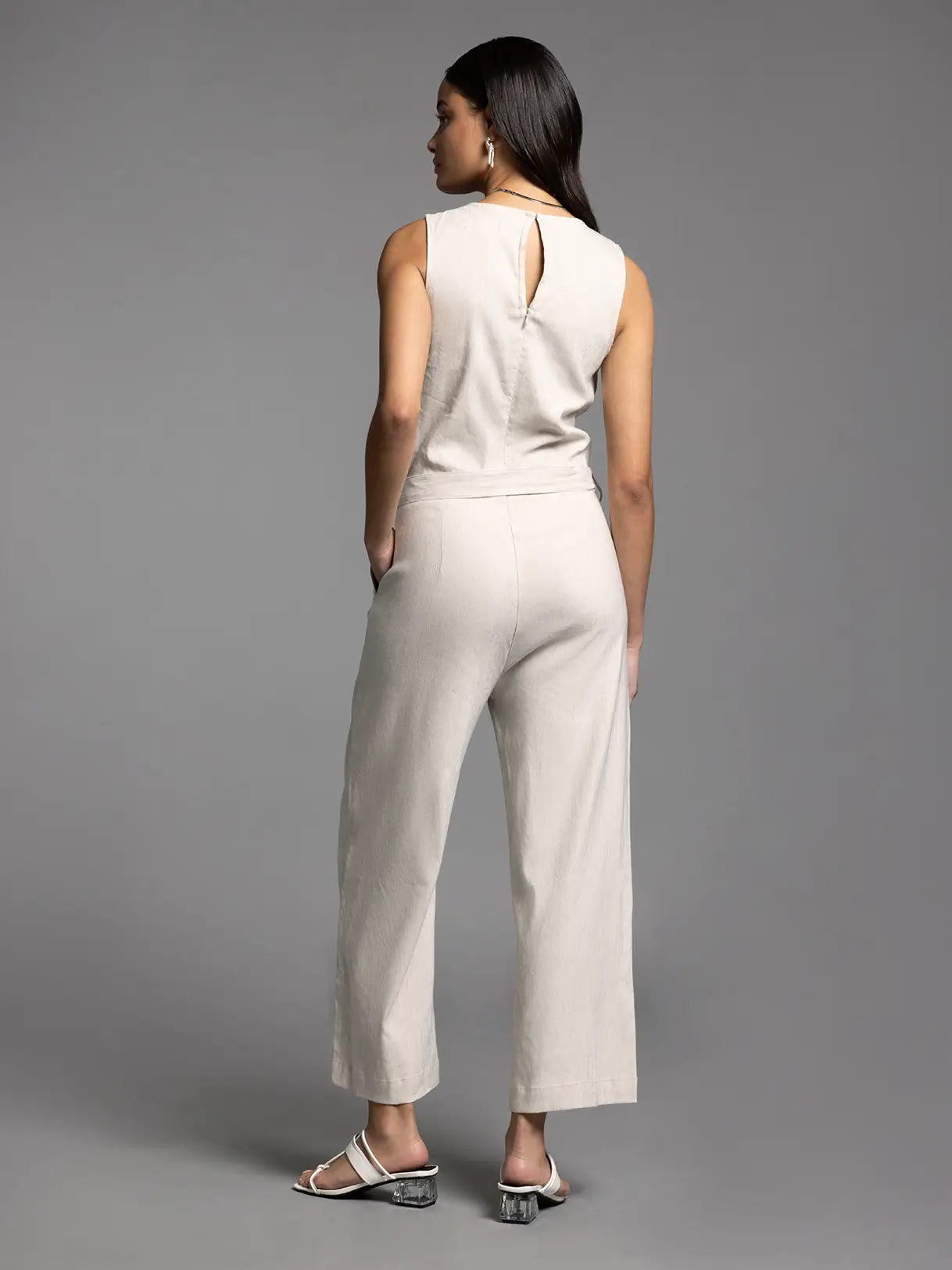 Tie Waist Sleeveless Jumpsuit