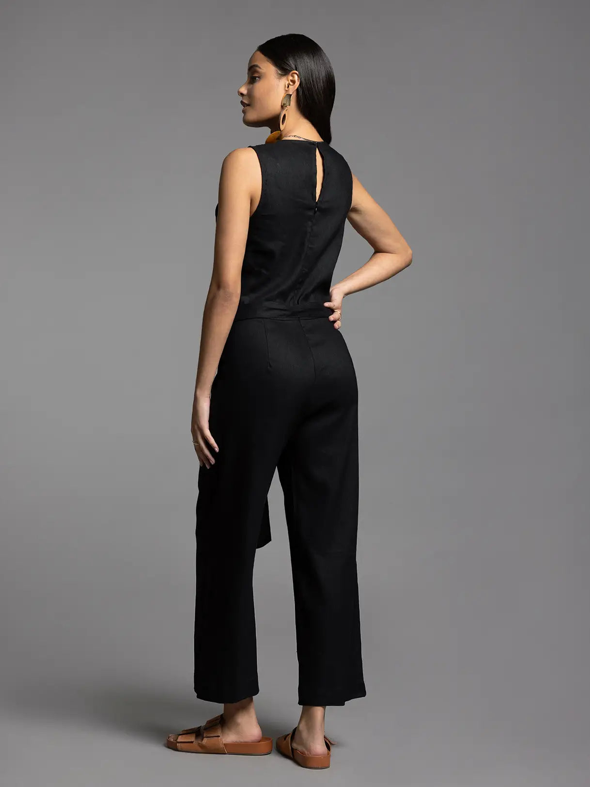 Tie Waist Sleeveless Jumpsuit