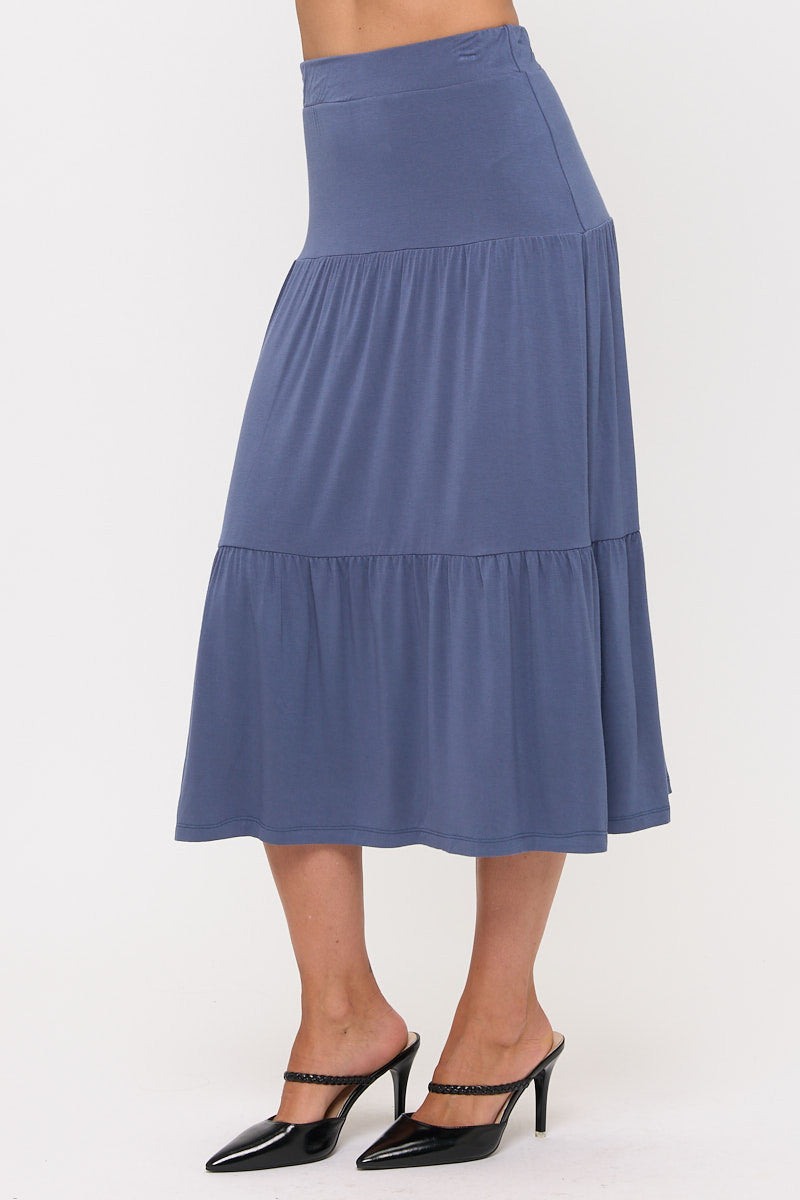 Tiered Jersey Midi Skirt-1
