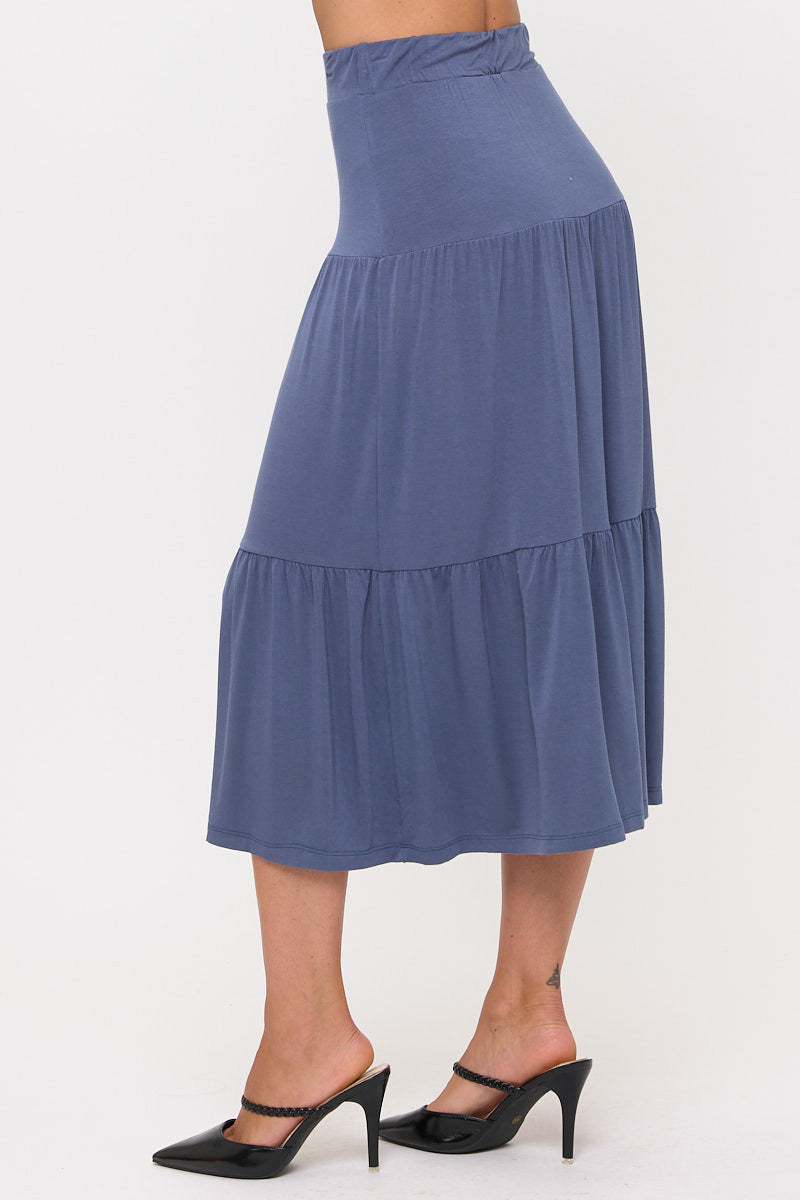Tiered Jersey Midi Skirt-2