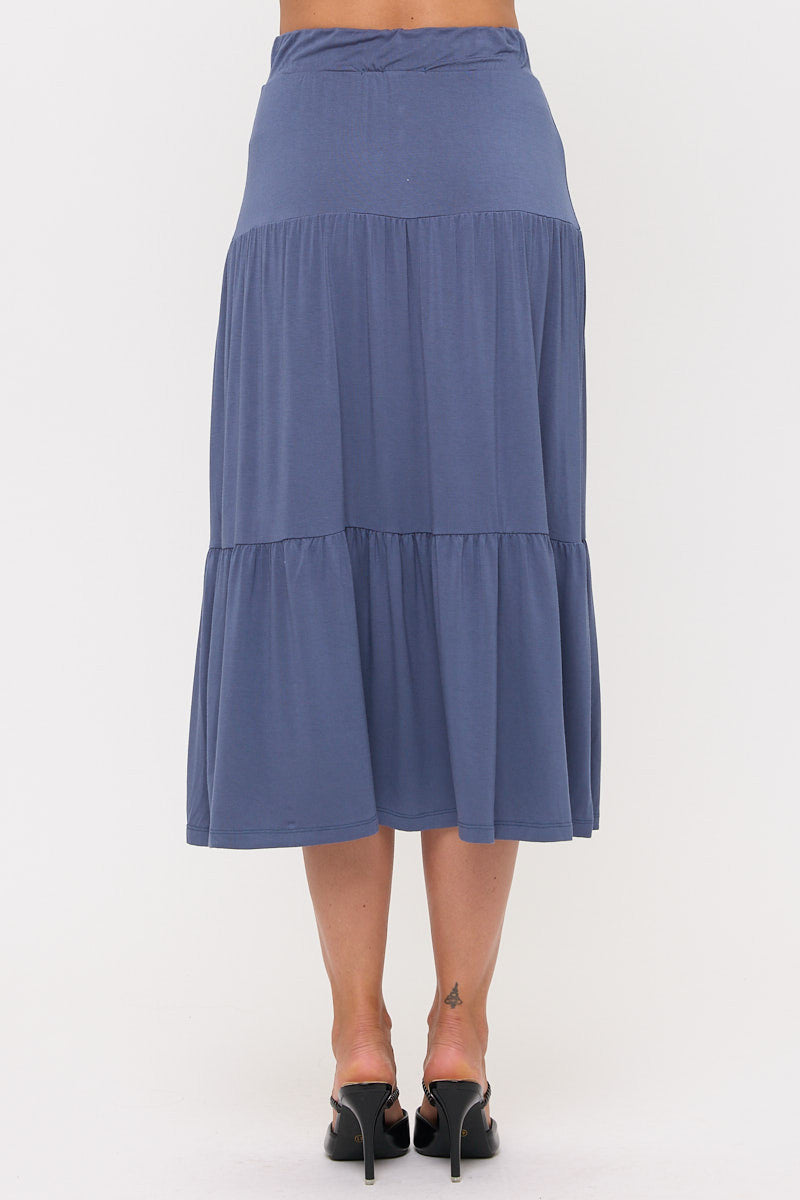 Tiered Jersey Midi Skirt-3