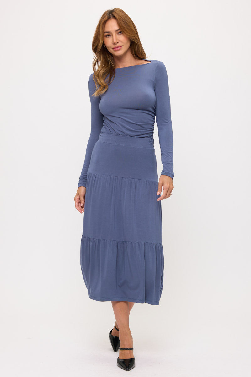 Tiered Jersey Midi Skirt-4