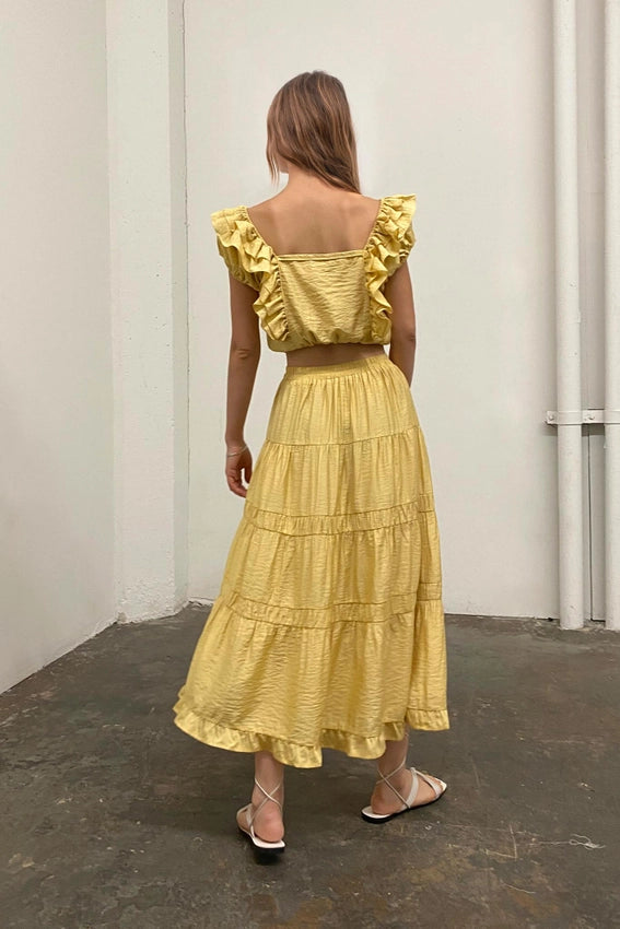 Tiered Midi Skirt-Skirts-Moon River-XS-YELLOW-Urbanheer
