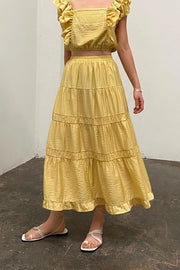 Tiered Midi Skirt-Skirts-Moon River-XS-YELLOW-Urbanheer