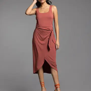 Ties Waist Wrap Dress - Aubrielle Dres