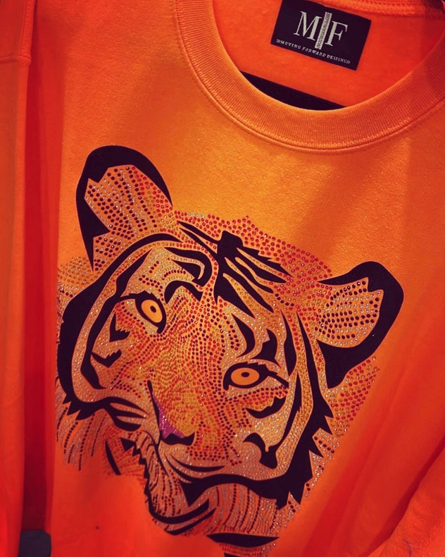 Tiger Crewneck Sweatshirt - Orange-Sweatshirt-Moving Forward Designs-XS-Urbanheer
