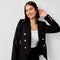 Timeless Fitted Double-Breasted Suit Jacket with Gold Buttons Black-Jacket-Attentif Paris-S-Black-Urbanheer