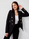 Timeless Fitted Double-Breasted Suit Jacket with Gold Buttons Black-Jacket-Attentif Paris-S-Black-Urbanheer