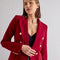 Timeless Fitted Double-Breasted Suit Jacket with Gold Buttons Burgundy-Jacket-Attentif Paris-S-burgundy-Urbanheer