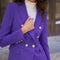 Timeless Fitted Double-Breasted Suit Jacket with Gold Buttons Violet-Jacket-Attentif Paris-S-Violet-Urbanheer