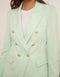 Timeless Fitted Double-Breasted Suit Jacket with Gold Buttons Water Green