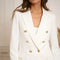 Timeless Fitted Double-Breasted Suit Jacket with Gold Buttons White-Jacket-Attentif Paris-S-White-Urbanheer