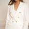 Timeless Fitted Double-Breasted Suit Jacket with Gold Buttons White-Jacket-Attentif Paris-S-White-Urbanheer