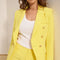 Timeless Fitted Double-Breasted Suit Jacket with Gold Buttons Yellow-Jacket-Attentif Paris-S-Yellow-Urbanheer