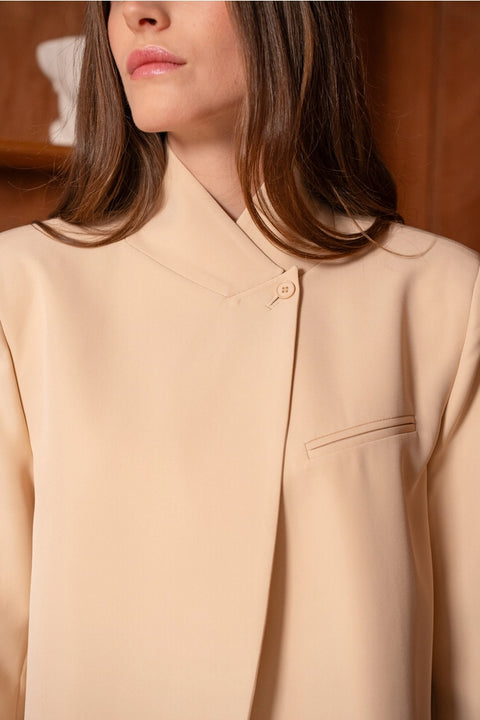 Timeless Structured Jacket with Fold-Down Officer Collar