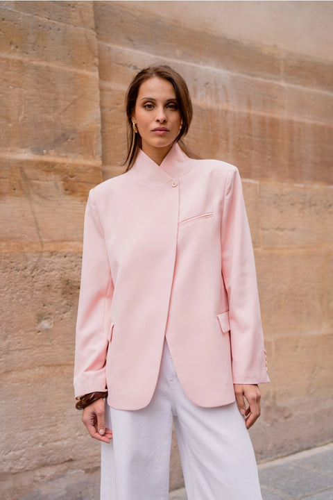 Timeless Structured Jacket with Fold-Down Officer Collar