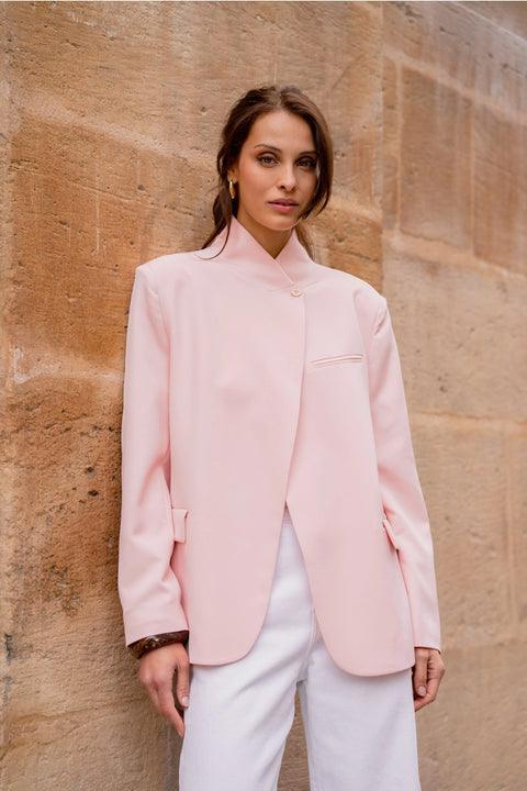 Timeless Structured Jacket with Fold-Down Officer Collar