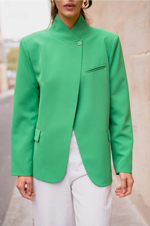 Timeless Structured Jacket with Fold-Down Officer Collar