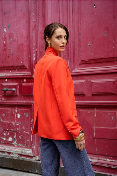 Timeless Structured Jacket with Fold-Down Officer Collar