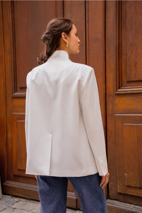 Timeless Structured Jacket with Fold-Down Officer Collar