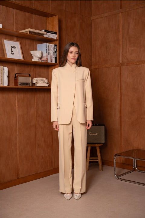 Timeless Structured Jacket with Fold-Down Officer Collar