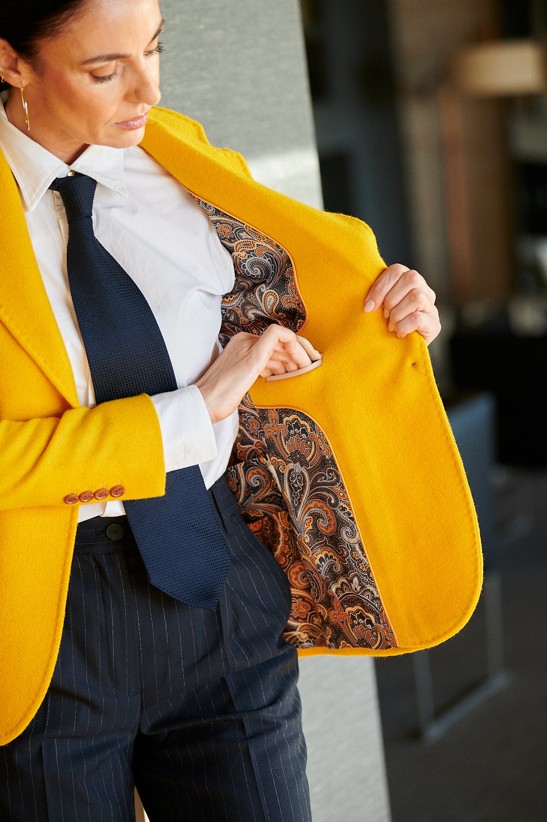 Timeless and elegant blazer EVELYN SLIM FIT YELLOW-Blazers-Henry Arroway-XXS-YELLOW-Urbanheer